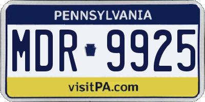 PA license plate MDR9925