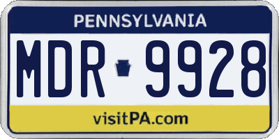 PA license plate MDR9928