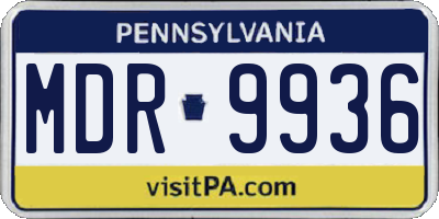 PA license plate MDR9936