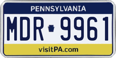 PA license plate MDR9961
