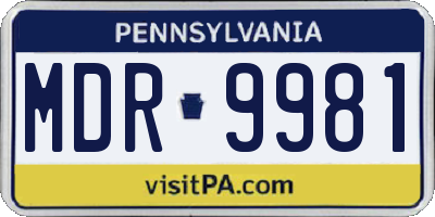 PA license plate MDR9981