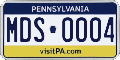 PA license plate MDS0004
