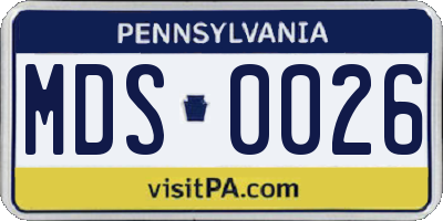 PA license plate MDS0026