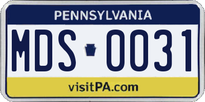PA license plate MDS0031
