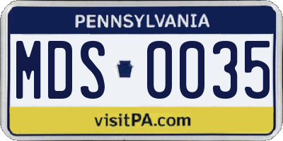 PA license plate MDS0035