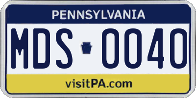 PA license plate MDS0040