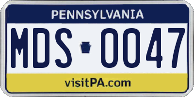 PA license plate MDS0047