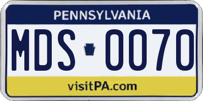 PA license plate MDS0070
