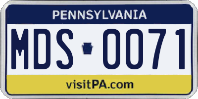 PA license plate MDS0071
