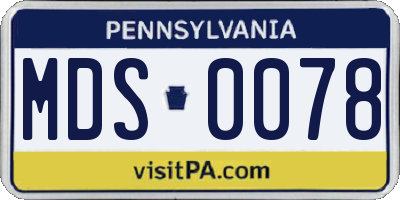 PA license plate MDS0078