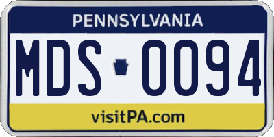 PA license plate MDS0094