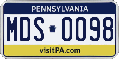 PA license plate MDS0098