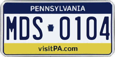 PA license plate MDS0104