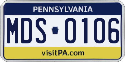 PA license plate MDS0106