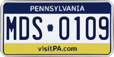 PA license plate MDS0109