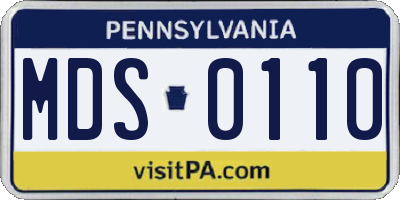 PA license plate MDS0110