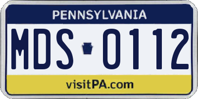 PA license plate MDS0112