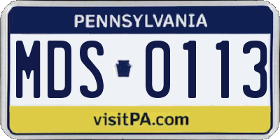 PA license plate MDS0113