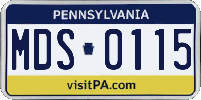 PA license plate MDS0115