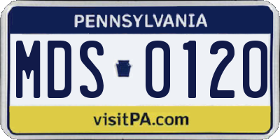 PA license plate MDS0120