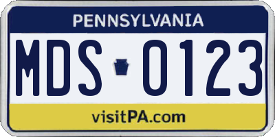 PA license plate MDS0123