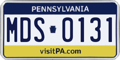 PA license plate MDS0131