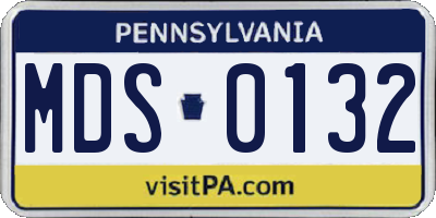 PA license plate MDS0132