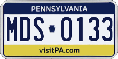 PA license plate MDS0133