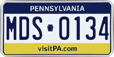 PA license plate MDS0134