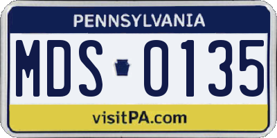 PA license plate MDS0135