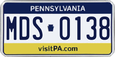 PA license plate MDS0138