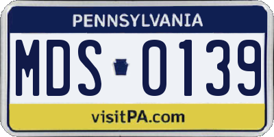 PA license plate MDS0139