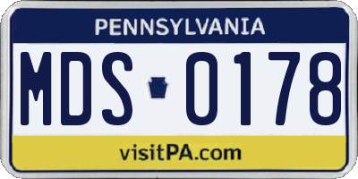 PA license plate MDS0178