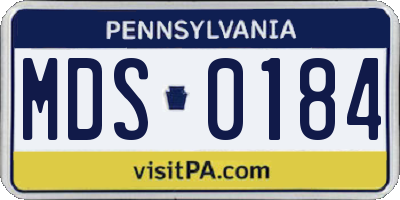 PA license plate MDS0184