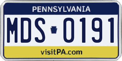PA license plate MDS0191