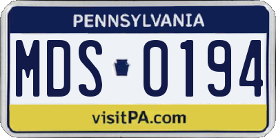 PA license plate MDS0194