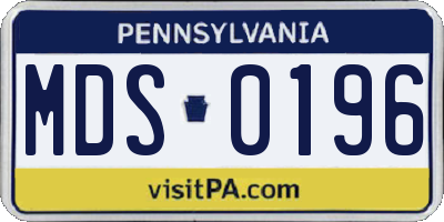 PA license plate MDS0196