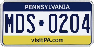 PA license plate MDS0204