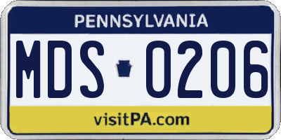 PA license plate MDS0206