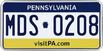 PA license plate MDS0208