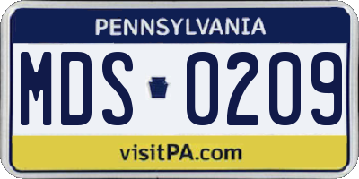 PA license plate MDS0209