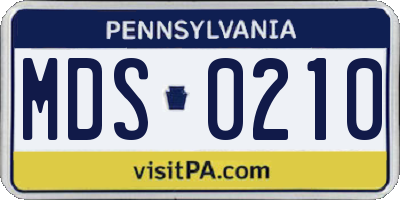 PA license plate MDS0210