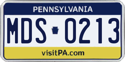 PA license plate MDS0213