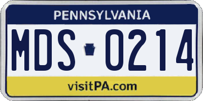 PA license plate MDS0214
