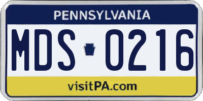 PA license plate MDS0216