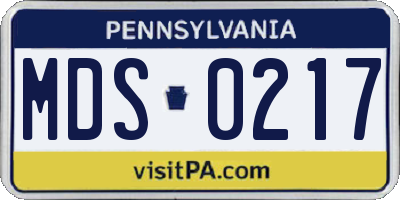 PA license plate MDS0217