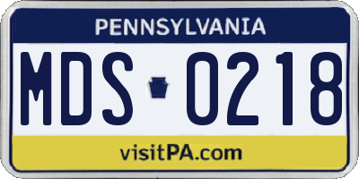 PA license plate MDS0218
