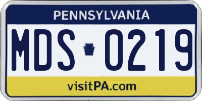 PA license plate MDS0219