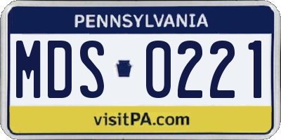 PA license plate MDS0221