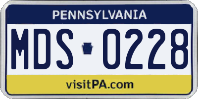PA license plate MDS0228